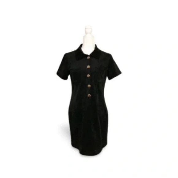 Tommy Hilfiger Black Faux Suede Short Sleeve Dress - Size 8 - Picture 2 of 9